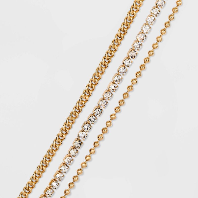 9&#34; Ball Wide Chain Anklet Set 3pc - A New Day&#8482; Metallic Gold, 2 of 3