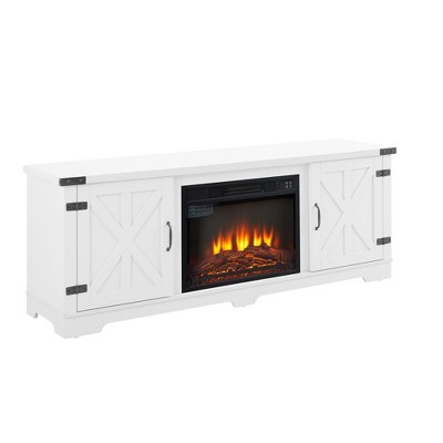 NicBex Modern Fireplace TV Stand with 23" Fireplace Insert Media Entertainment Center with 2 Doors for Up to 70"TV,White