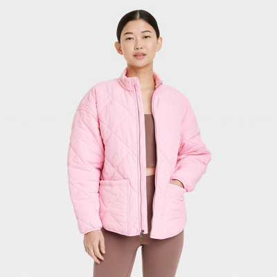 Women's Quilted Puffer Jacket - All In Motion™ Pink L : Target
