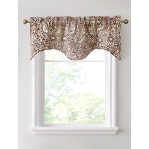HLC.ME Paris Paisley Rod Pocket Short Scalloped Curtain Valance Basement, Bathroom, Kitchen and Small Windows - 1 of 4