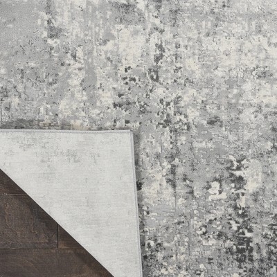 Abstract Elegance 7'10" x 10'6" Grey and Ivory Modern Area Rug