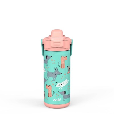 Zak Designs 16oz Plastic Kids' Water Bottle with Bumper and Antimicrobial Spout 'Happy Skies-Happy Fruit