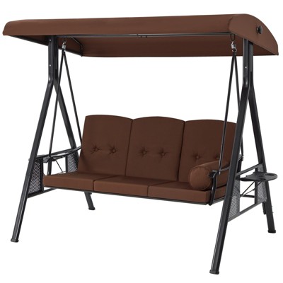 Anybear 3-person brown swing chair outdoor