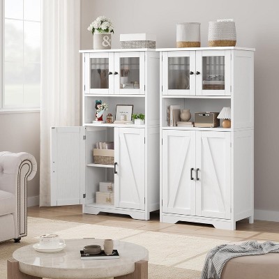 Coucheta 67'' Tall  Freestanding Bathroom Storage Cabinet with 4 Doors and Adjustable Shelves for Living Room, Dining Room