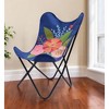 HomeRoots 26" Blue And Black Tropical Butterfly Chair - 2 of 4