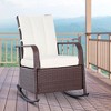 Outsunny Outdoor Rattan Wicker Rocking Chair Patio Recliner with Soft Cushion, Adjustable Footrest, Max. 135 Degree Backrest, Blue