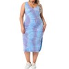 Agnes Orinda Women's Plus Size Side Slits Bodycon Sleeveless Tie Dye Midi Dress - 2 of 4