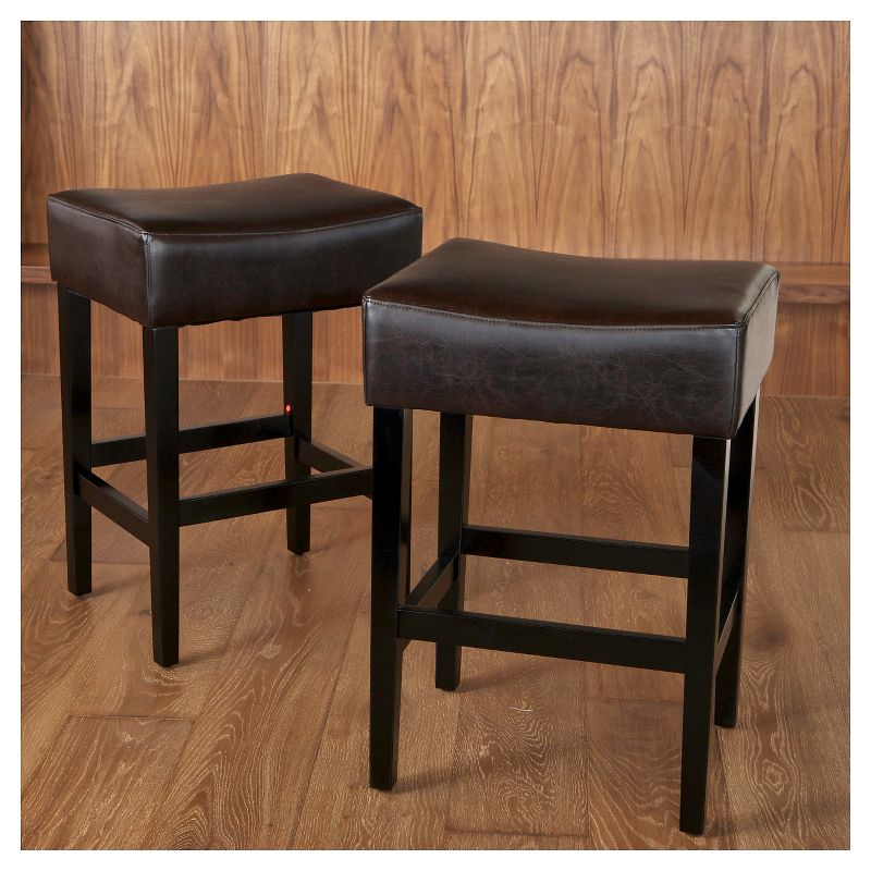 Set of 2 Lopez Backless Leather Counter Height Barstool - Christopher Knight Home, 3 of 7