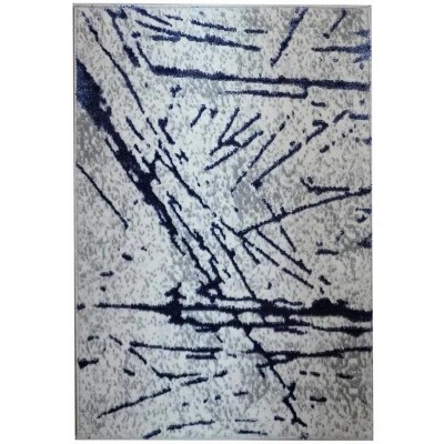 LunaLulinlk Luxury Area Rug in Gray with Navy Blue Abstract Design