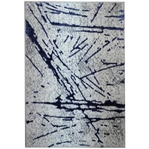 LunaLulinlk Luxury Area Rug in Gray with Navy Blue Abstract Design - 1 of 4