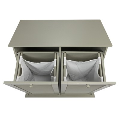 Gray Tilt-Out Cabinet Laundry Sorter with Shutter Front