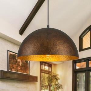 LLHZSY Industiral Hammered Antique Copper Dome Pendant Chandelier Light - W13 3/4" - 1 of 4