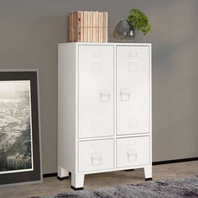 vidaXL Industrial Wardrobe White 26.4 in.x13.8 in.x42.1 in. Steel