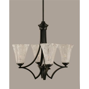 Toltec Lighting Zilo 4 - Light Chandelier in  Matte Black with 5.5" Fluted Italian Ice Shade - 1 of 1