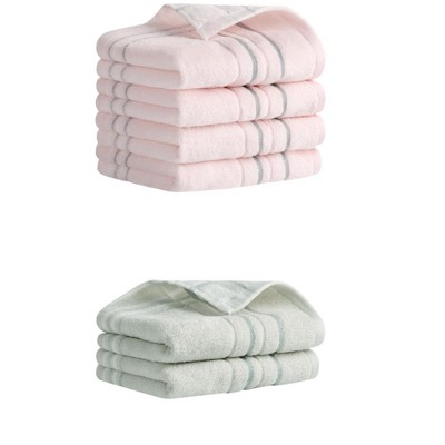REGALWOVEN Soft Absorbent Striped Cotton Hand Towel Set Home Decor 13" x 29"