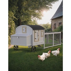 110” Wooden Chicken Coop, Poultry Cage with Waterproof Roof, Run, Nesting Box, Pull Out Trays and Ramp - 1 of 4