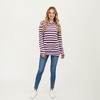 Anna-Kaci Women’s Striped Ribbed Knit Hoodie Top with Soft Textured Fabric Long Sleeves and Kangaroo Pocket Tunic-Length Design - 3 of 4