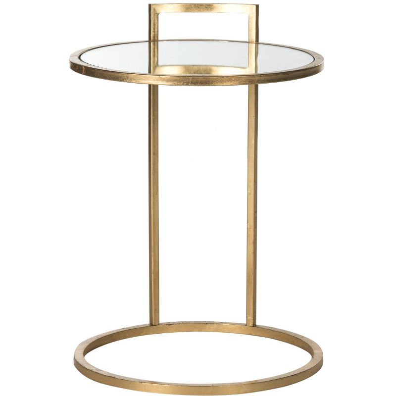 Calvin Round Gold Leaf End Table - Gold/Mirror - Safavieh., 1 of 5
