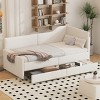 Twin Size Upholstered L-Shaped Daybed with Corduroy Frame, Semi-Enclosed Design and 2 Large Storage Drawers-Maison Boucle - 3 of 4