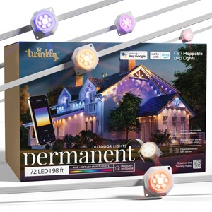 Twinkly - Permanent Outdoor Lights, Smart RGB, CCT Lights, Mappable/Customizable, 98 Ft, 72 LED Lights, Waterproof, Alexa, Google - Multicolor - 1 of 4