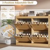 coucheta Set of 2 Shoe Storage Cabinet with 4 Flip Drawers, Wood Shoe Cabinet with Rattan Doors and Adjustable Shelves- Freestanding Shoe Organizer - 3 of 4