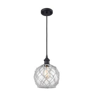Farmhouse Rope - 1 Light Cord Hung Mini Pendant In Industrial Style-10 Inches Tall and 8 Inches Wide - 1 of 1