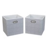 Household Essentials 2pc 12" x 13" Fabric Storage Bin Set White: 13 Inch Cubes, Polyester, Handles, Folds Flat, No Assembly - 4 of 4