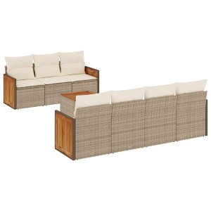 vidaXL Garden Sofa Set Beige, Cream White - 1 of 4