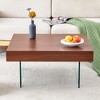 31.5" Square MDF Coffee Table with Tempered Glass Legs, Texture Sticker Top, Reinforced Design for Modern Living Room - 3 of 4