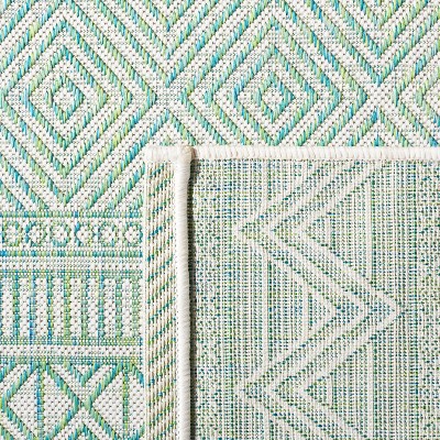 Beige/Green Non-Slip Rectangular Synthetic Easy Care Area Rug