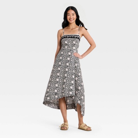 Женские платья Universal Thread Women's Asymmetrical Midi Sundress - Universal Thread™ Black Floral L
