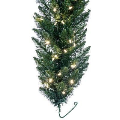 9' Green Fir Christmas Garland with Warm White LED Lights