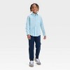 Boys' Long Sleeve Striped Flannel Button-Down Shirt - Cat & Jack™ Blue/Cream - 3 of 3