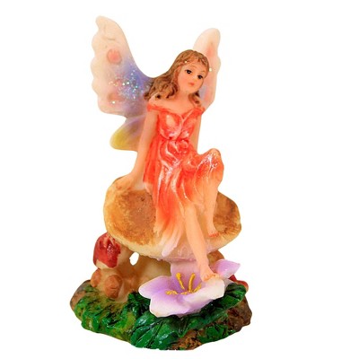 Craftoutlet.Com 3.75 In Orange Sitting Fairy Wings Myth Mushroom Fairy Figurines