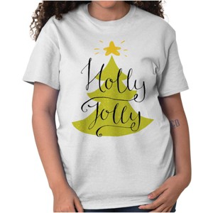 Holiday Christmas Tree Holly Jolly Womens Graphic T Shirt Tees Brisco Brands - 1 of 4