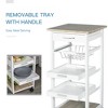 Mobile Kitchen Cart, Rolling Kitchen Island with Storage, Solid Wood Frame Utility Cart with Wire Fruit Baskets, Trays and Drawer - 4 of 4