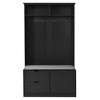 TIRAMISUBEST 5-in-1 Entryway Bench with Coat Rack & Shoe Storage - 40.6" Hall Tree Organizer, Farmhouse Style, Black - 3 of 4
