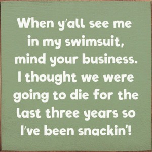 Slickblue Humorous Summer Quote Sign – Swimsuit Body Joke – 7x7 Rustic Wall or Shelf Décor, Color Options - 1 of 3