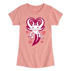 Girls' - Instant Message - Axolotl Heart Fins Fitted Short Sleeve Graphic T-Shirt - 1 of 4
