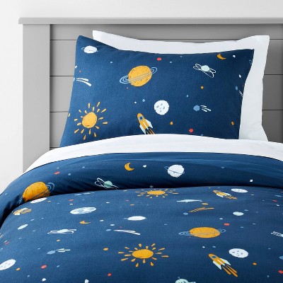 Full Queen Space Kids Duvet Cover Navy Pillowfort