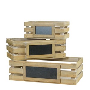 VIP Wood 15.75 in. Brown Crates with Chalkboard Set of 3 - 1 of 4