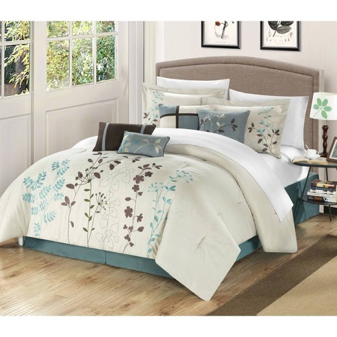 Chic Home Design 12pc Queen Fortuno Comforter Bedding Set Beige : Target
