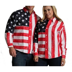 American Flag Print Unisex long Sleeves Shirt - 167201 - 1 of 4