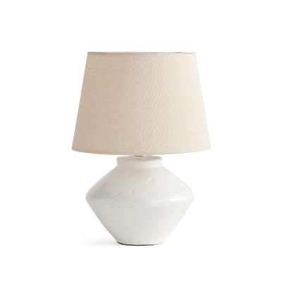 Plum & Post 8.25" x 12" Marie Decorative Contemporary Ceramic Mini Table Desk Lamp w/ Linen Shade