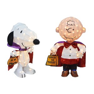 Peanuts Set of Two Peanuts 3D PreLit LED Yard Art Vampires, White - 1 of 4