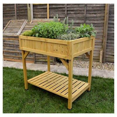 Natural Cedar Wood 8-Pocket Elevated Herb Planter