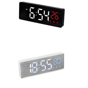 REGALWOVEN 2 Pcs Plastic Digital Corded Adjustable Accurate Dimmable Electric Alarm Clock 6.3 x 2.4 x 1 inch - 1 of 4