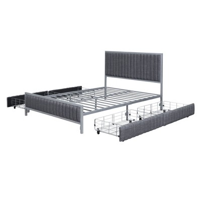 Nicbex Full Size Upholstered Storage Bed Frame With 4 Drawers For ...