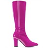 Perphy Women's Patent Leather Chunky Heels Knee High Boots - 3 of 4