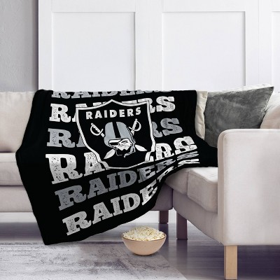 NFL Las Vegas Raiders Repeat Refresh Wordmark Flannel Fleece Throw Blanket